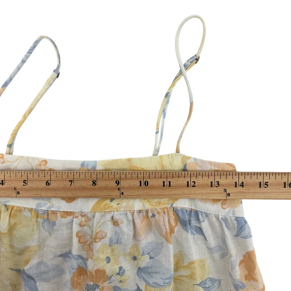 Abercrombie & Fitch Asymmetrical Floral Maxi Dress XS Cream Yellow Tiered Boho